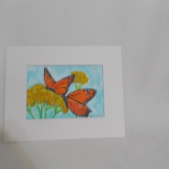 Monarch Butterfly on Milkweed Original Watercolor Painting - Picture 5 of 5